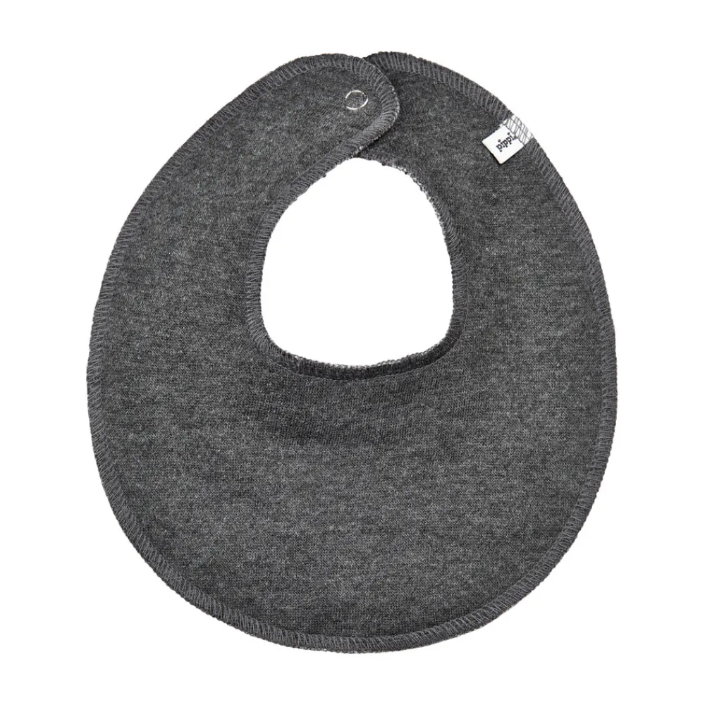 Pippi UDGÅET Smæk Med Indlæg - 121 Dark Grey Melange- Hagesmække|Savlesmække