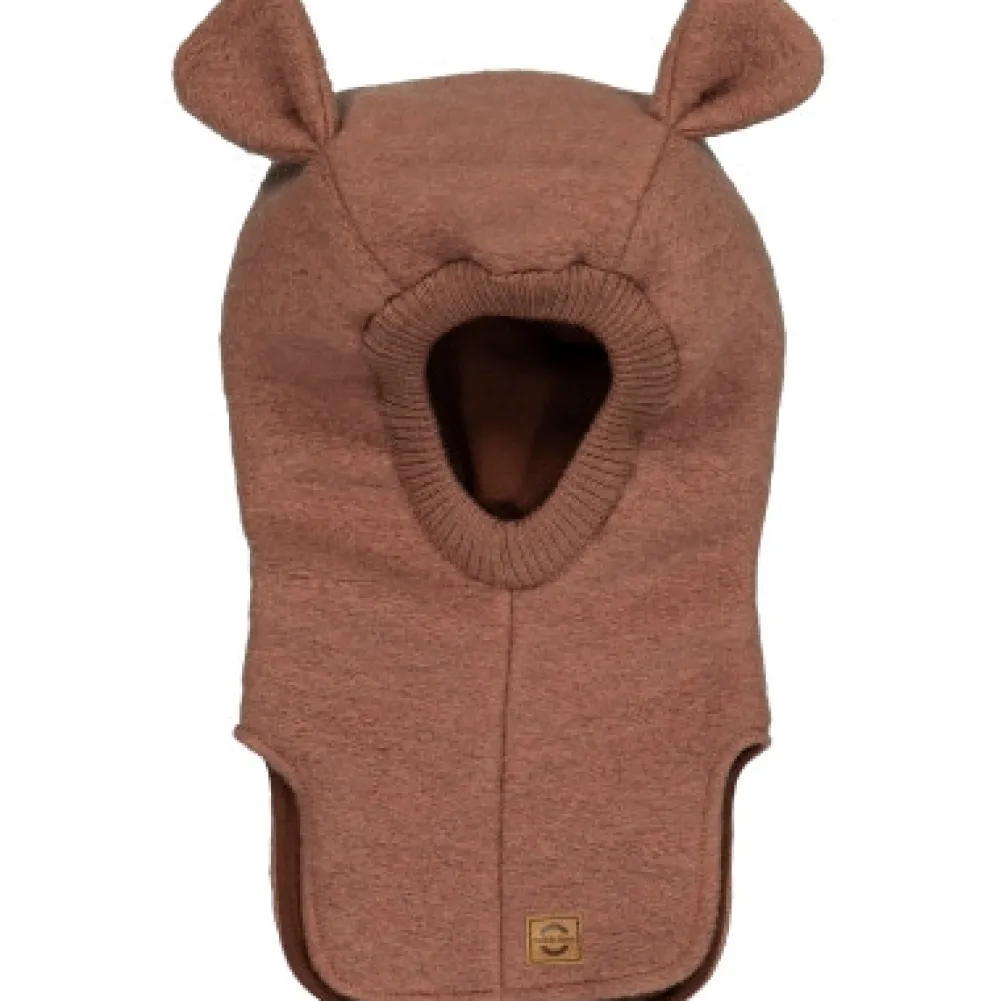 Mikk-Line Uld Balaclava w Strik - BURLWOOD- Elefanthuer & Huer|Uldhuer, Uldvanter & Uldfutter