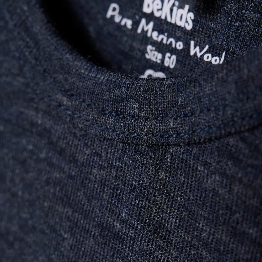 BeKids Uld body langærmet - solid - Sky Captain Melange- Uldbodyer|Bodystocking Langærmet