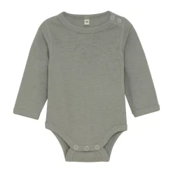 BeKids Uld body langærmet body - solid - Forest Fog Melange- Uldbodyer|Bodystocking Langærmet