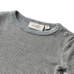 Wheat Uld body langærmet Lucca - Navy Stripe- Uldbodyer|Bodystocking Langærmet