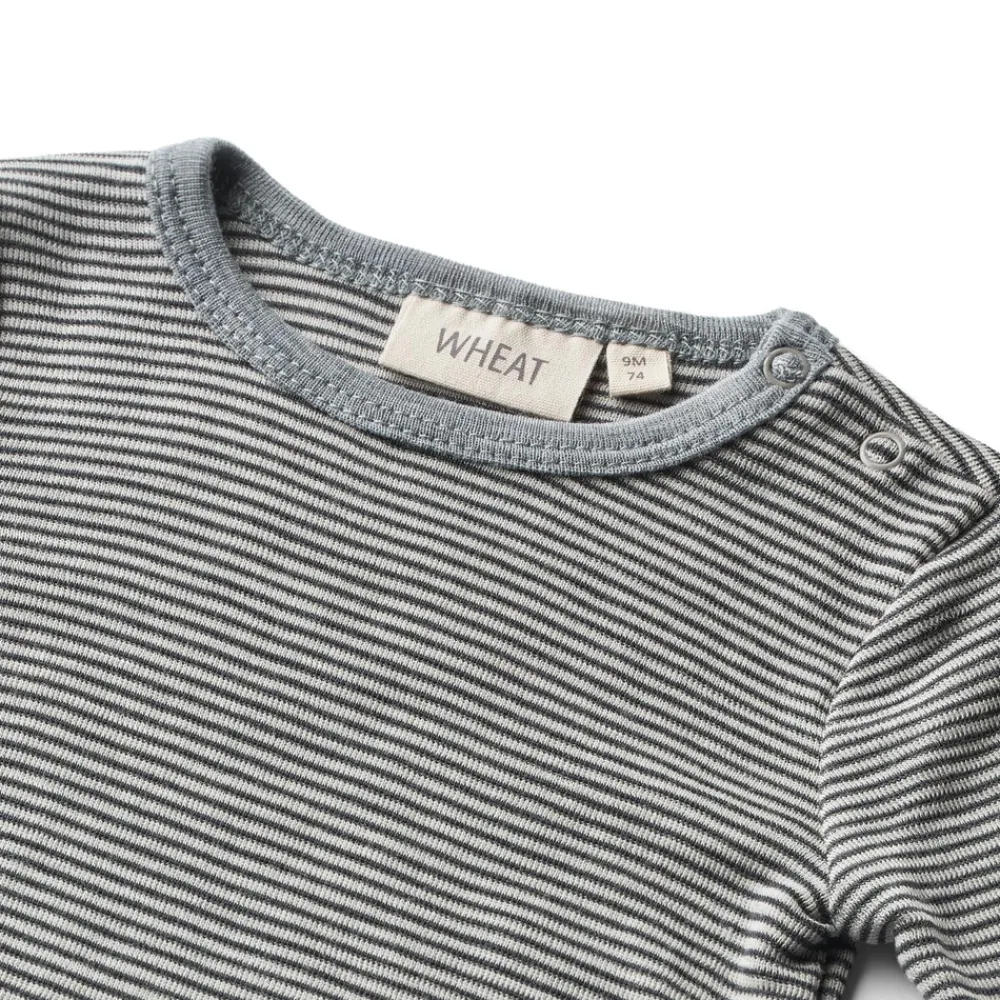 Wheat Uld body langærmet Lucca - Navy Stripe- Uldbodyer|Bodystocking Langærmet