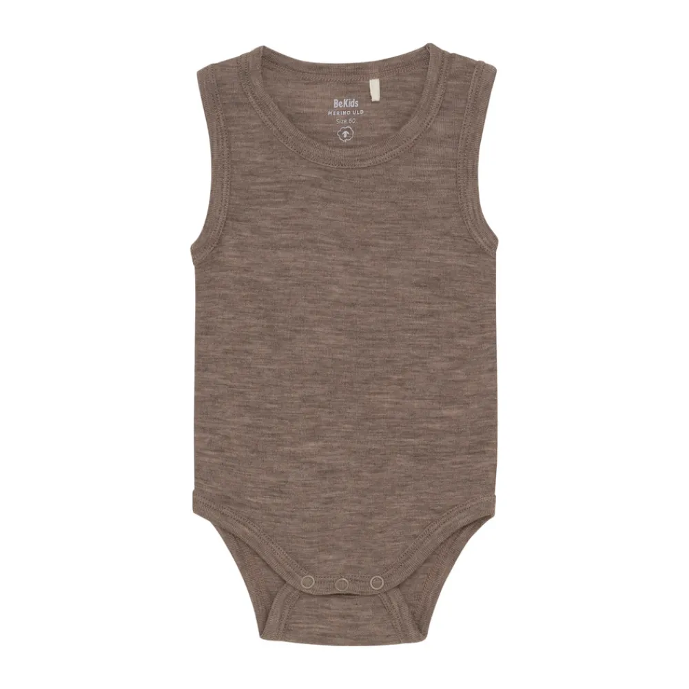BeKids Uld body uden ærmer - Leafless Tree Melange- Uldbodyer|Bodystocking U. Ærmer