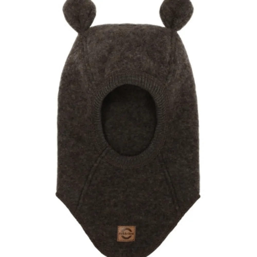 Mikk-Line Uld elefanthue med ører - DARK BROWN MELANGE- Elefanthuer & Huer|Uldhuer, Uldvanter & Uldfutter