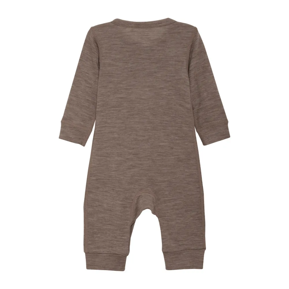 BeKids Uld jumpsuit - solid - Leafless Tree Melange- Ulddragter|Heldragter U. Fod