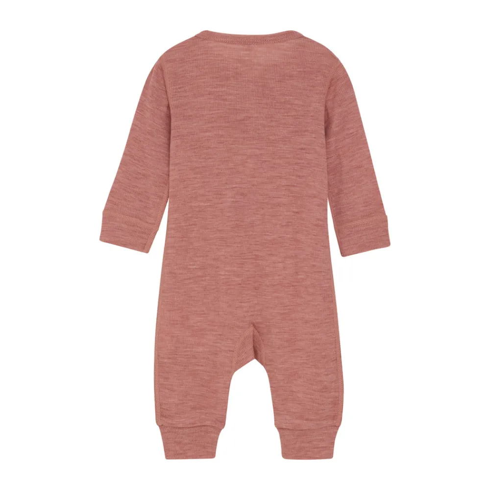 BeKids Uld jumpsuit - solid - Light Mahogany Melange- Ulddragter|Heldragter U. Fod
