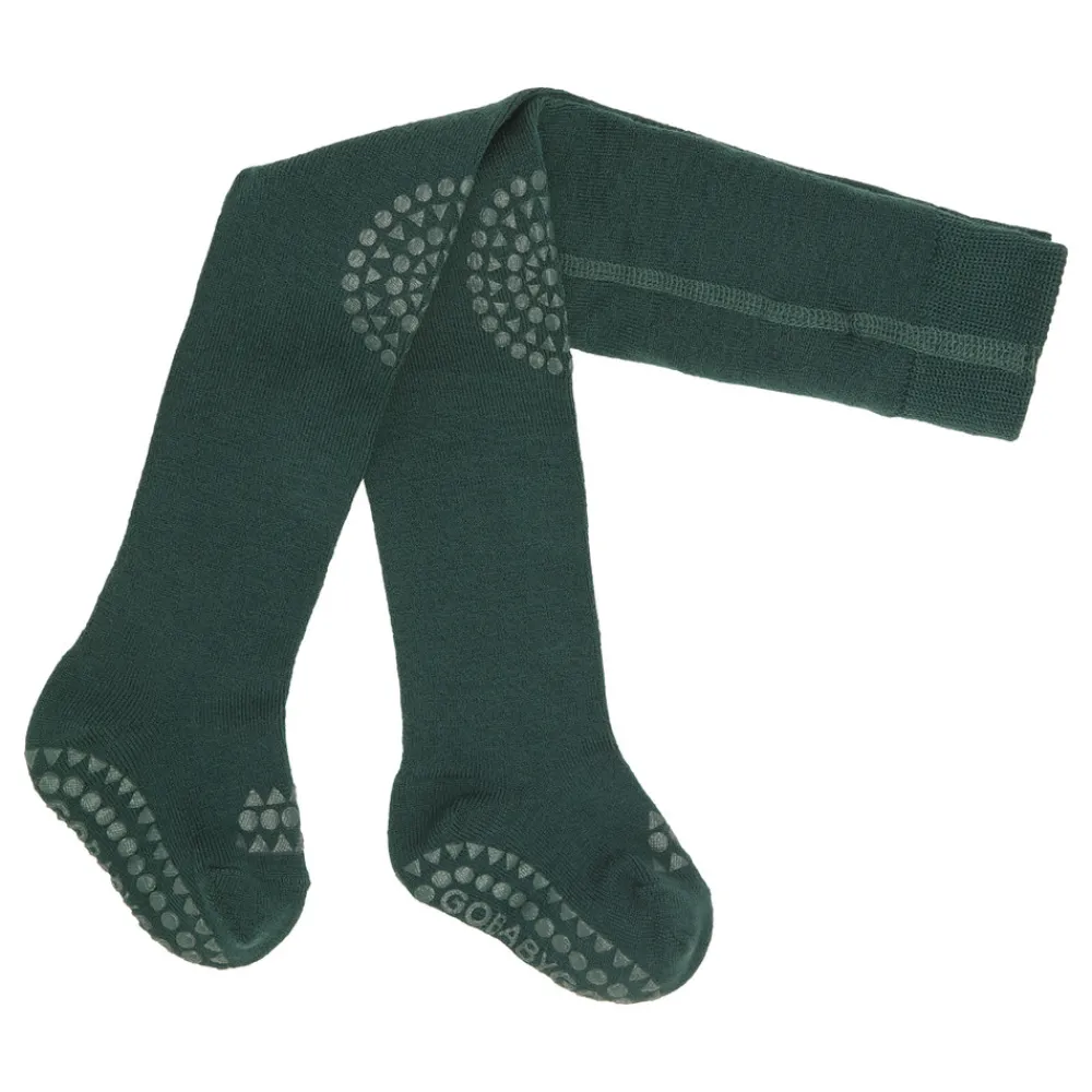 GOBABYGO Uld Kravle Strømpebukser - Forrest green- Strømpebukser|Uldstrømper & Uldstrømpebukser
