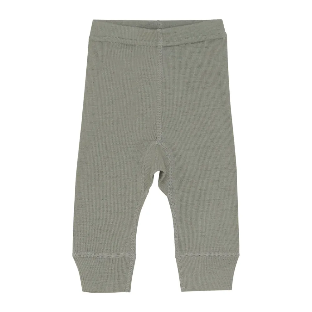 BeKids Uld leggings - solid - Forest Fog Melange- Uldunderdele|Leggings