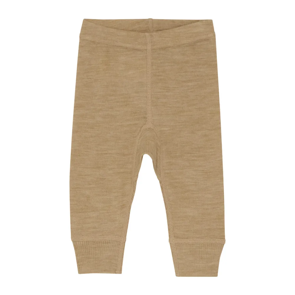 BeKids Uld leggings - solid - Light Camel Melange- Uldunderdele|Leggings