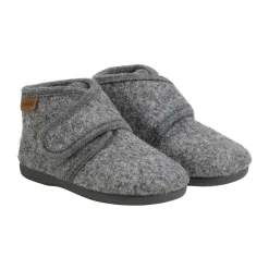 En Fant Uldhjemmesko velcro - Dark Gray Melange- Uld Hjemmesko|Hjemmesko