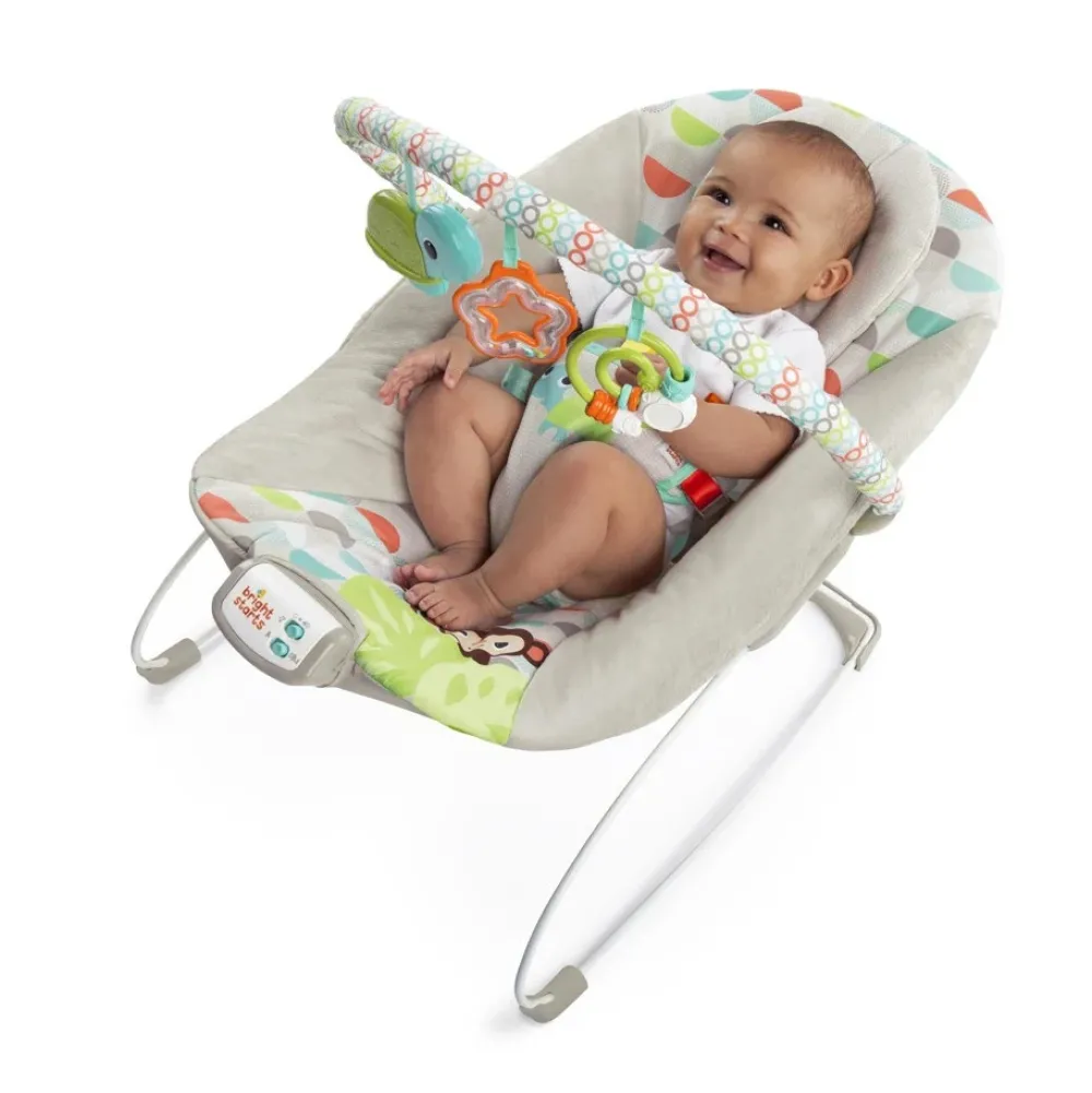 Bright Starts Vippe skråstol, Happy Safari Bouncer-Børn Skråstole