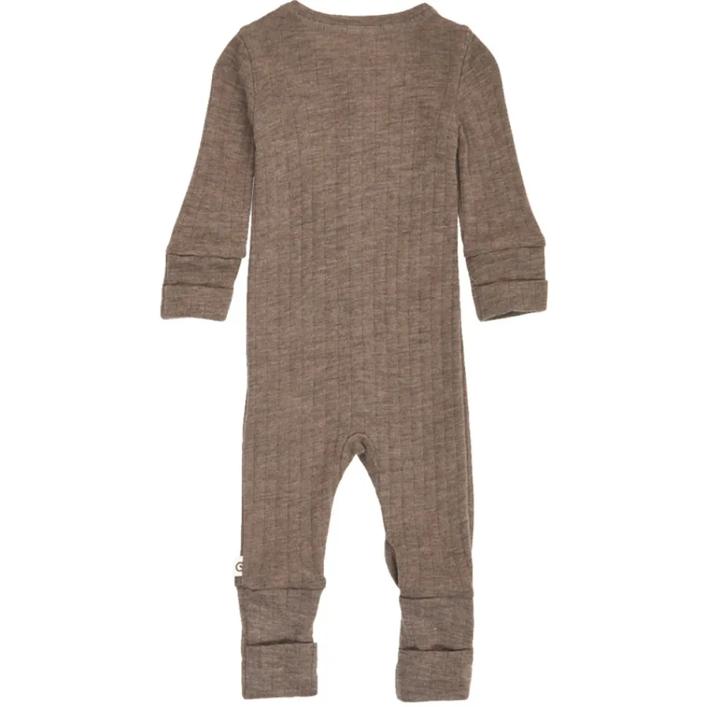 Müsli Woolly heldragt med fødder - Walnut melange- Ulddragter