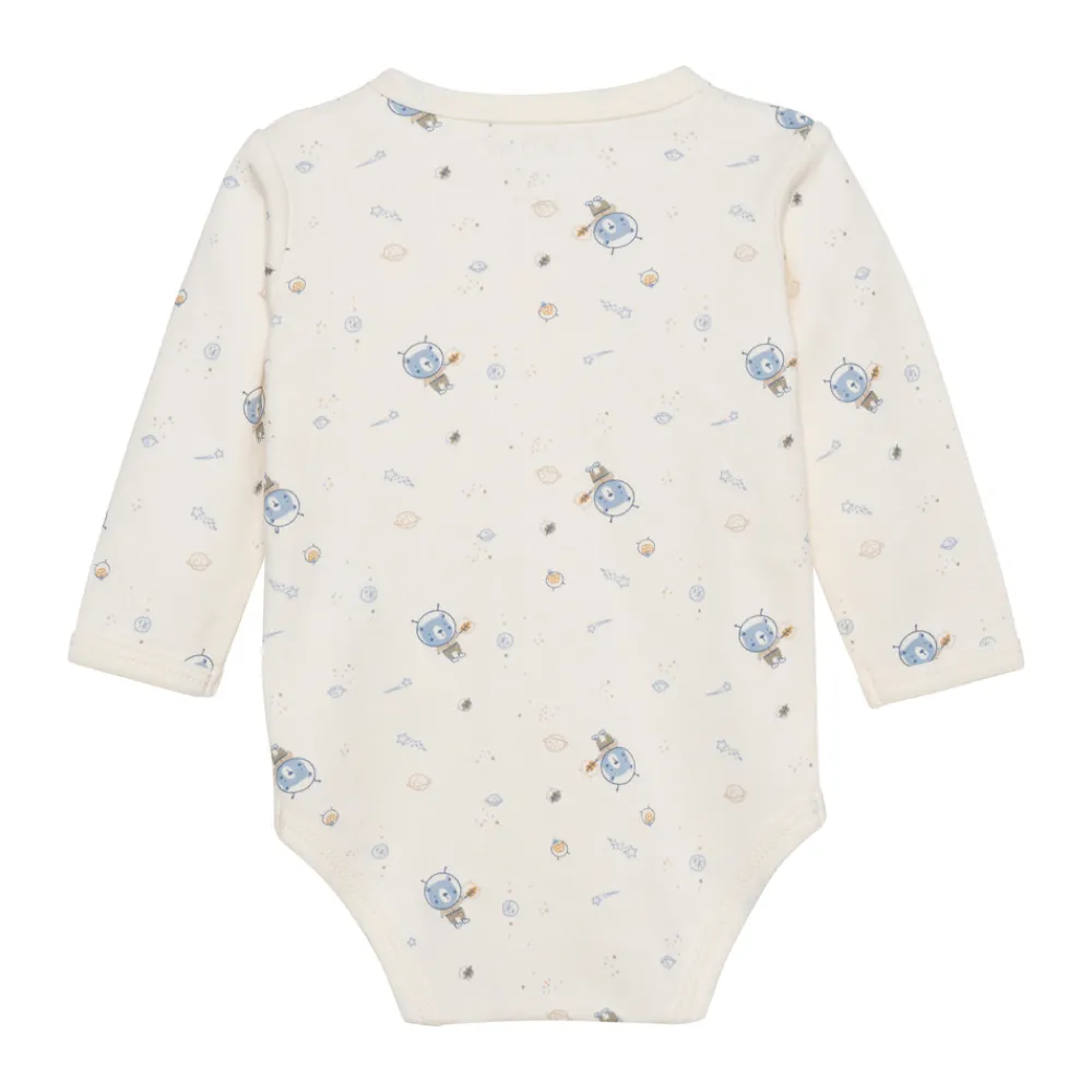 Fixoni Wrap body ls - Ashley blue- Bodystocking M. Skrålukning|Præmatur Tøj