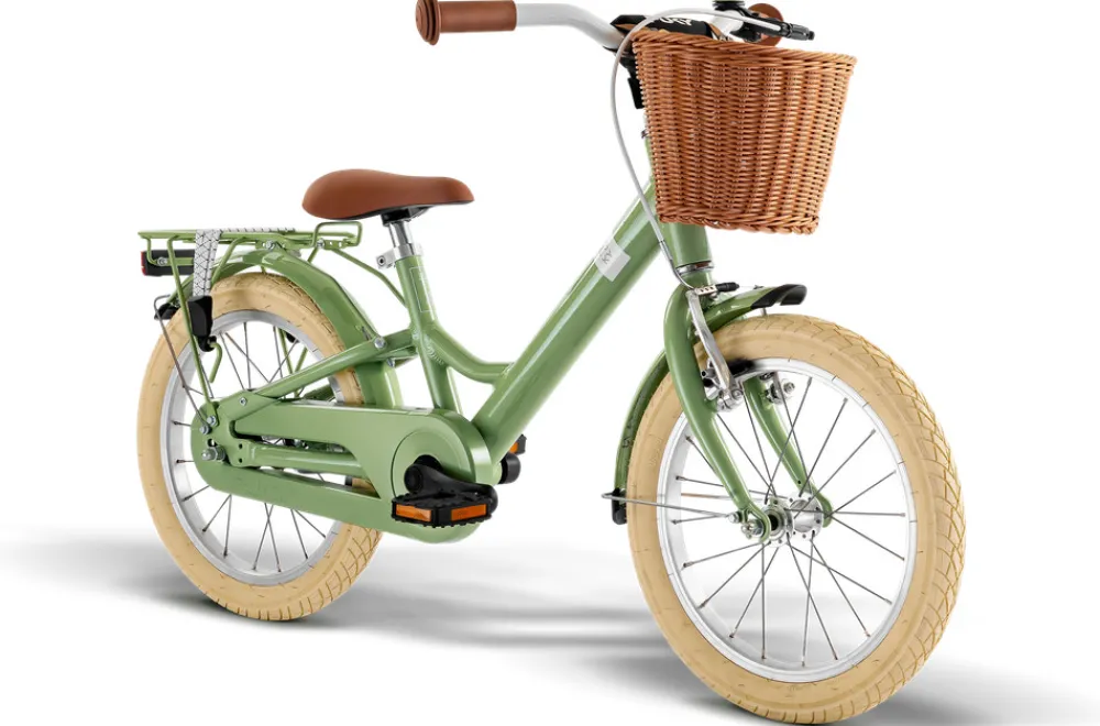 PUKY Youke Classic 16,Alu legecykel med kurv retro grøn- Løbecykler & Cykler