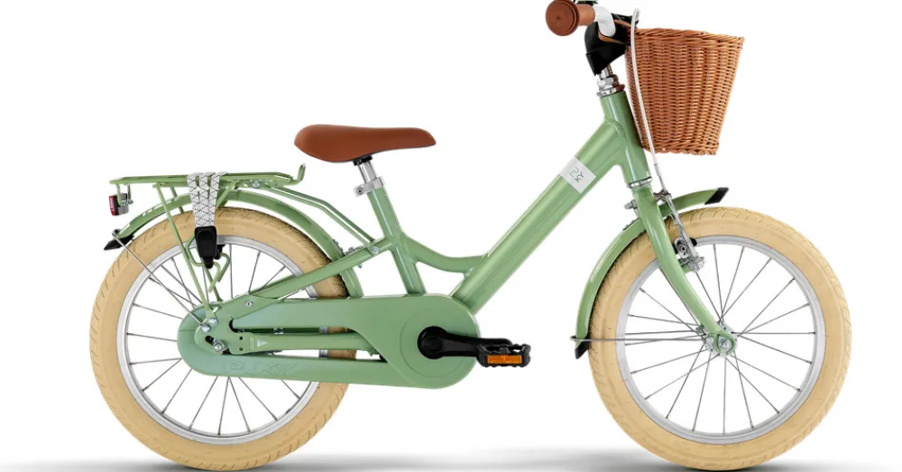 PUKY Youke Classic 16,Alu legecykel med kurv retro grøn- Løbecykler & Cykler