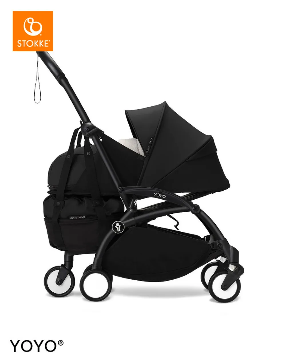 Stokke® YOYO indkøbstaske m/hjul - Black- Styrtasker & Barnevognsnet